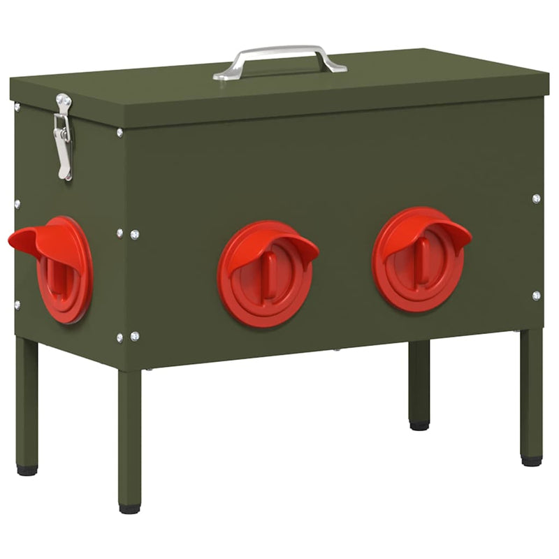 vidaXL Csirke etető Olajzöld 41,5 x 20,5 x 33 cm