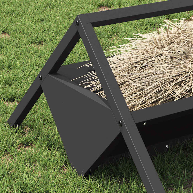 vidaXL Állattenyésztési takarmányzó Fekete 111 x 76 x 38 cm