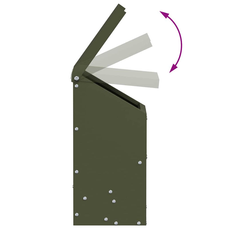 vidaXL Csirke etető Olajzöld 21 x 16 x 33 cm Hidegen Hengerelt Acél