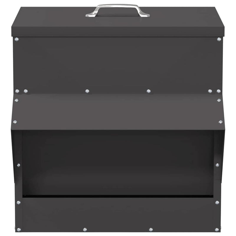 vidaXL Csirke etető Fekete 40,5 x 45 x 41 cm Hidegen Hengerelt Acél