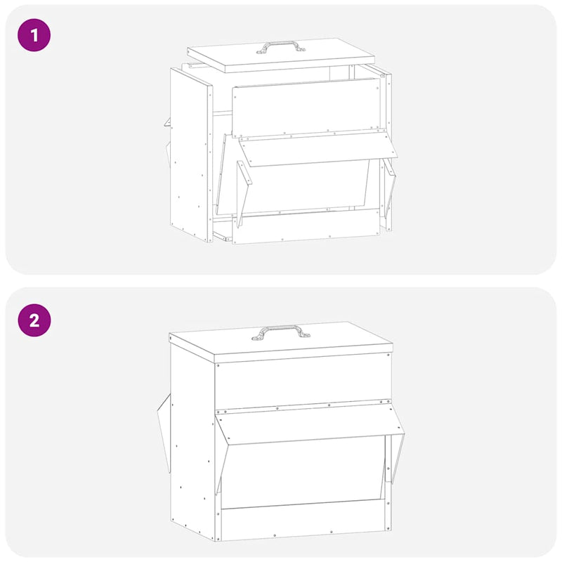 vidaXL Csirke etető Ezüst 40,5 x 45 x 41 cm Horganyzott acél