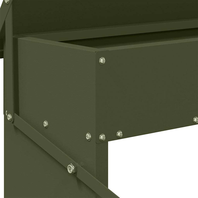 vidaXL Csirke Treadle Etető Olajzöld 48,5 x 39,5 x 19 cm