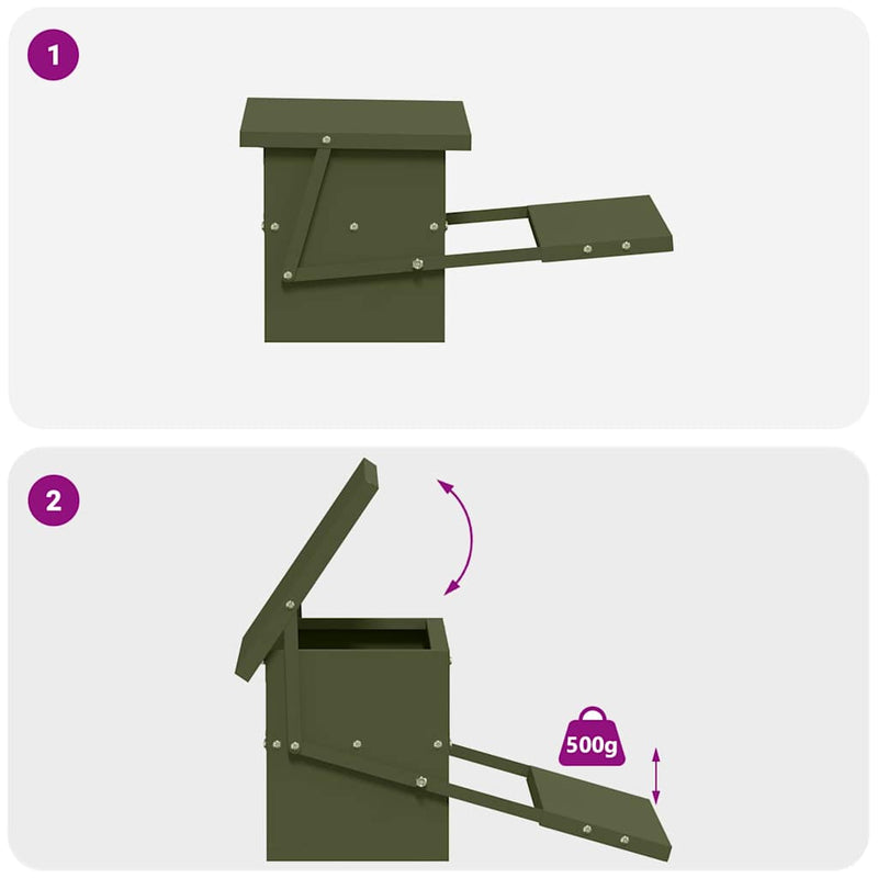 vidaXL Csirke Treadle Etető Olajzöld 48,5 x 39,5 x 19 cm