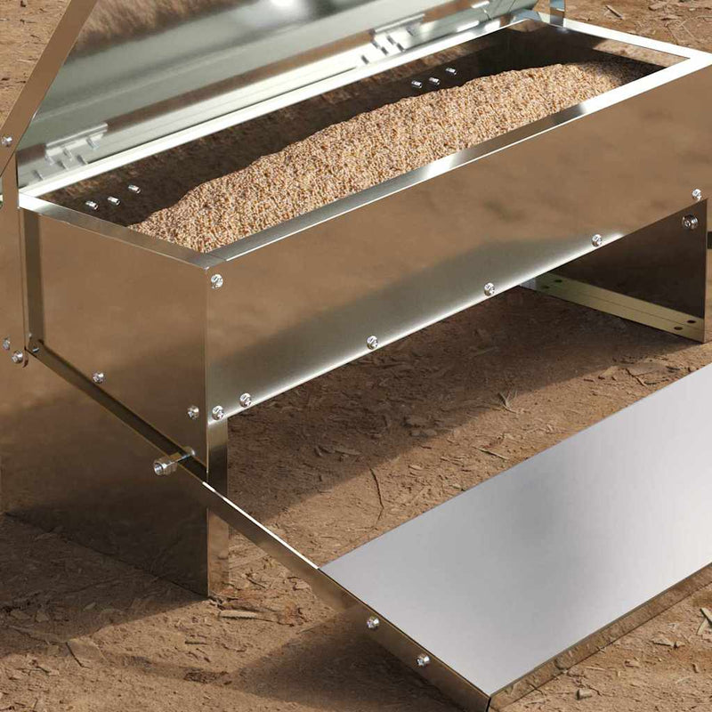 vidaXL Csirke Treadle Etető Ezüst 48,5 x 39,5 x 19 cm Horganyzott acél