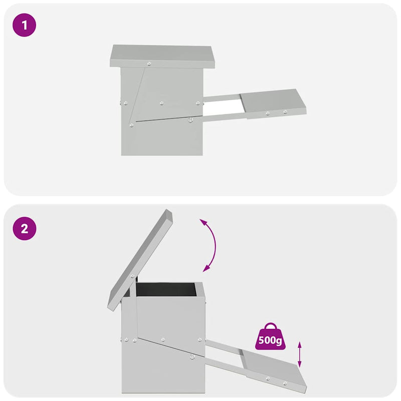 vidaXL Csirke Treadle Etető Ezüst 48,5 x 39,5 x 19 cm Horganyzott acél