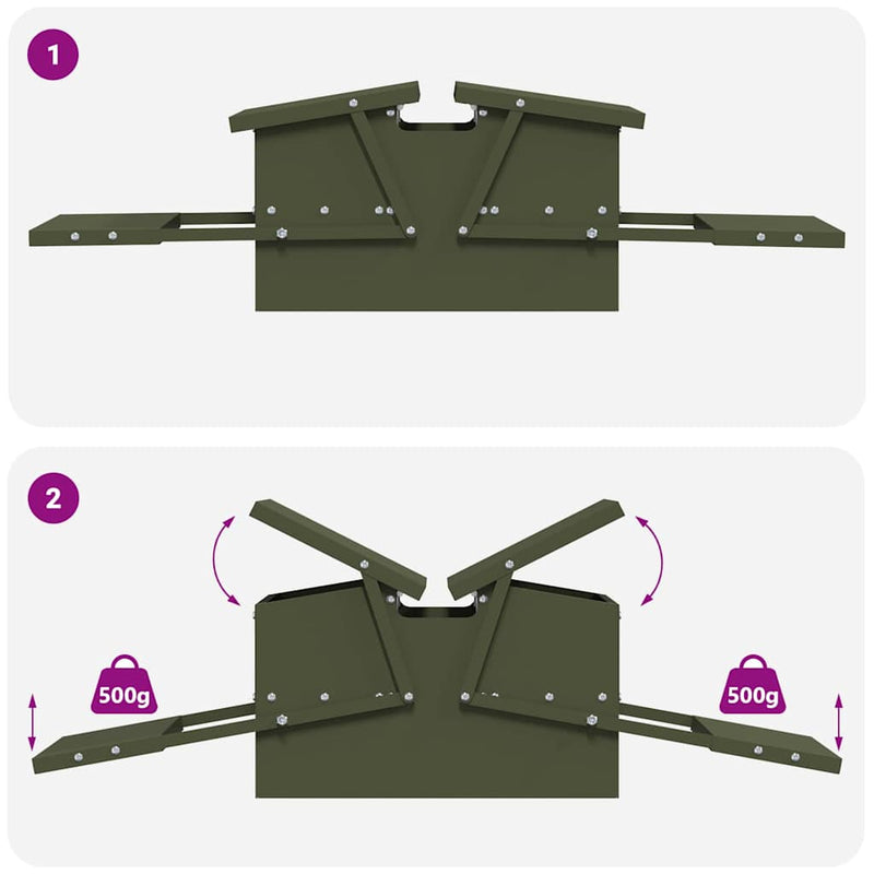 vidaXL Csirke Treadle Etető Olajzöld 75 x 53 x 20,5 cm