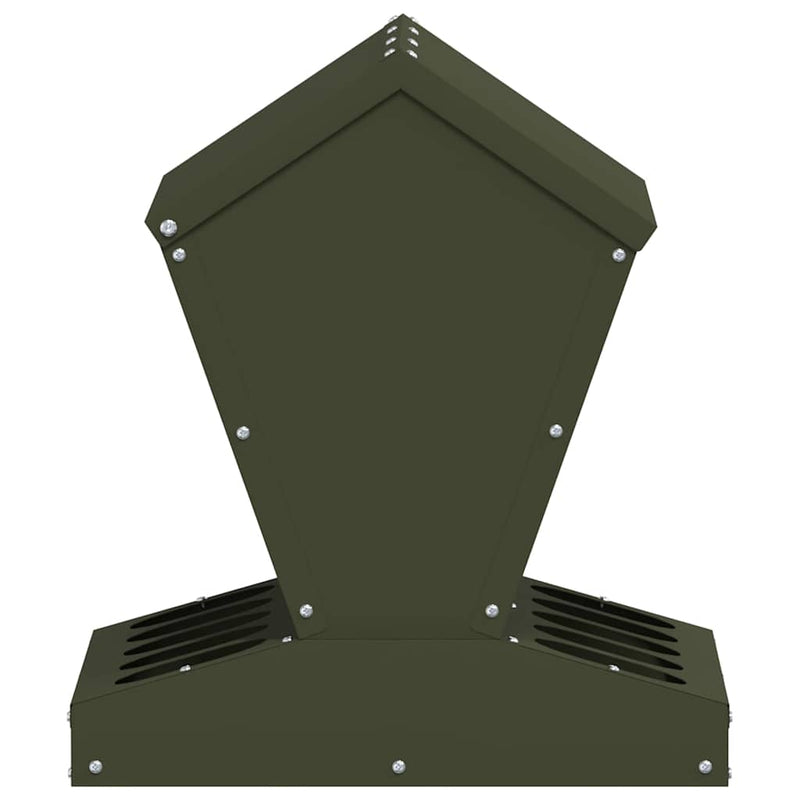 vidaXL Csirke etető Olajzöld 40 x 40 x 45 cm Hidegen Hengerelt Acél