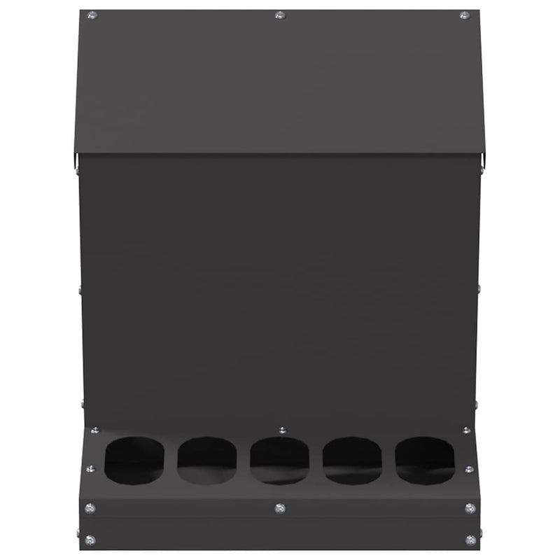 vidaXL Csirke etető Fekete 30 x 30 x 39 cm Hidegen Hengerelt Acél