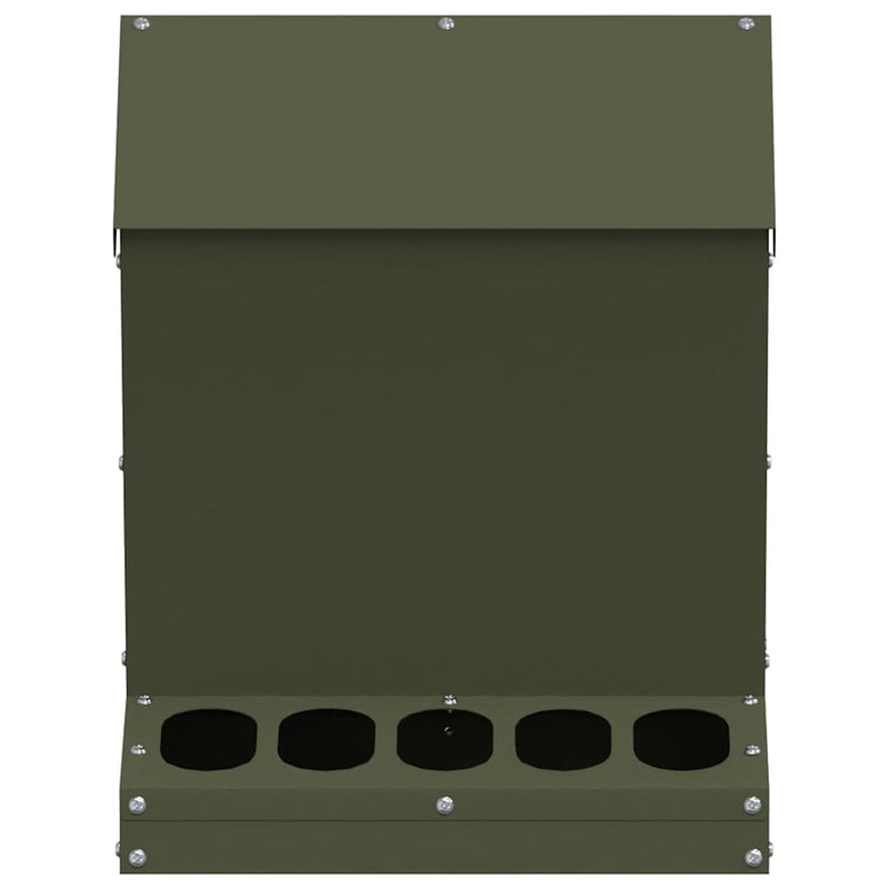 vidaXL Csirke etető Olajzöld 30 x 30 x 39 cm Hidegen Hengerelt Acél