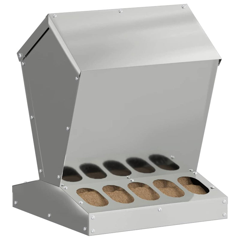 vidaXL Csirke etető Ezüst 30 x 30 x 39 cm Horganyzott acél