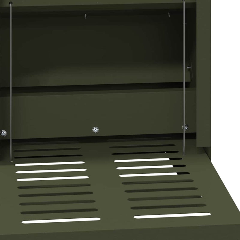 vidaXL Csirke Treadle Etető Olajzöld 25 x 42 x 40 cm