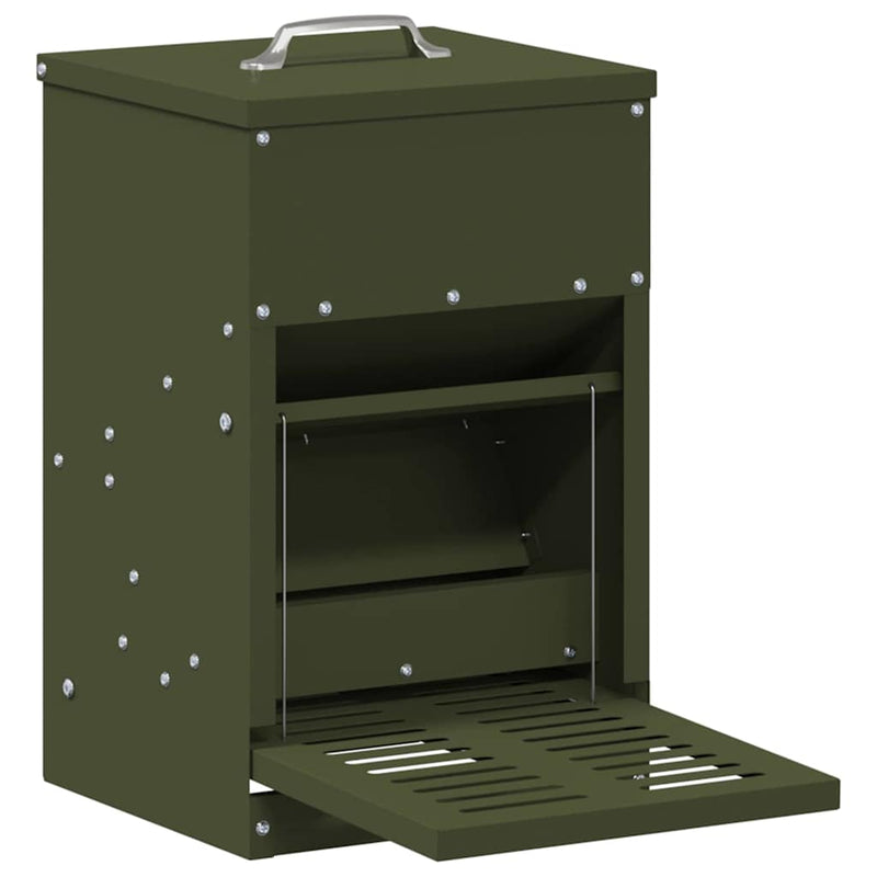 vidaXL Csirke Treadle Etető Olajzöld 25 x 42 x 40 cm