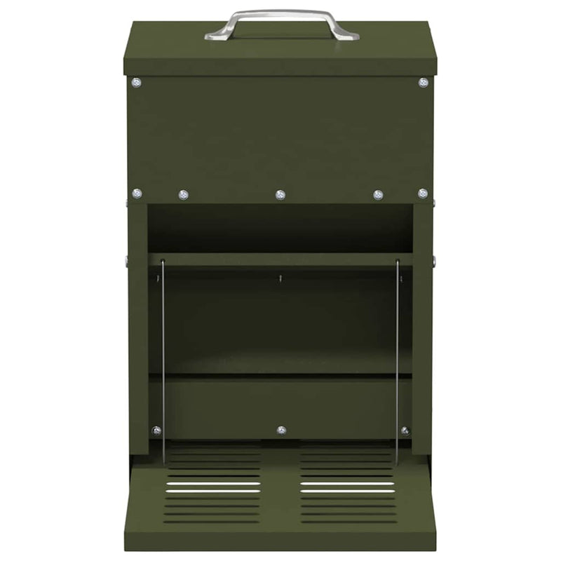 vidaXL Csirke Treadle Etető Olajzöld 25 x 42 x 40 cm