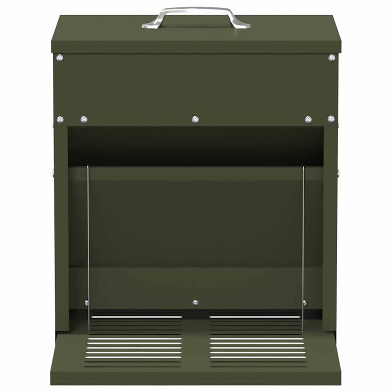 vidaXL Csirke Treadle Etető Olajzöld 25 x 42 x 40 cm