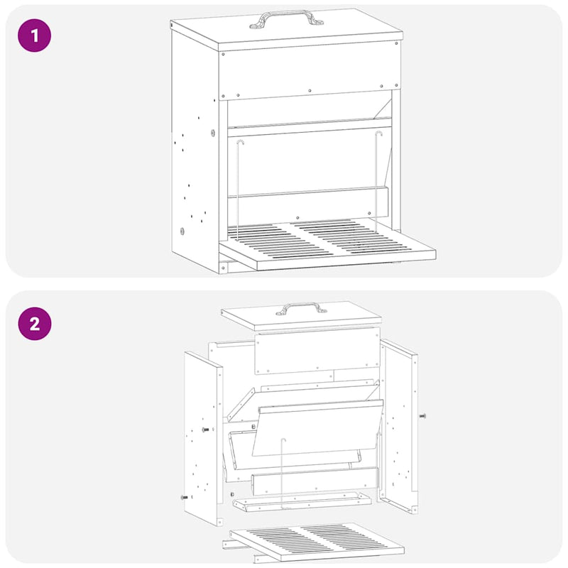 vidaXL Csirke Treadle Etető Ezüst 25 x 42 x 40 cm Horganyzott acél