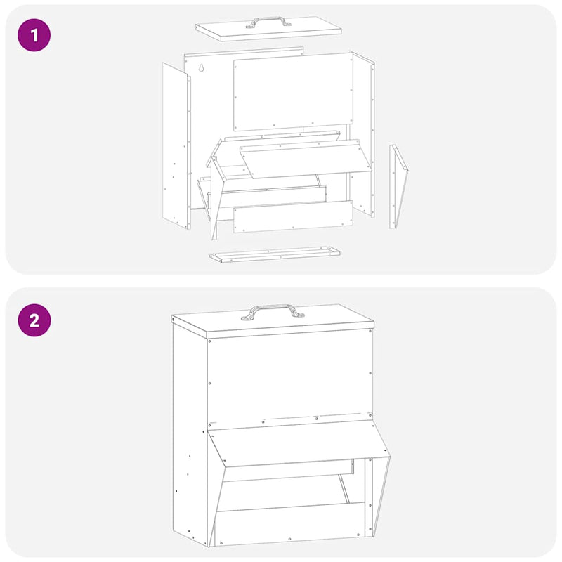 vidaXL Csirke etető Ezüst 20 x 25 x 35 cm Horganyzott acél