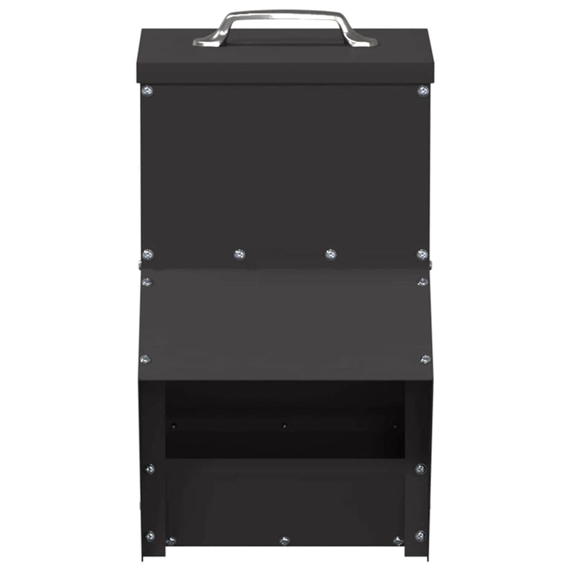 vidaXL Csirke etető Fekete 20 x 25 x 35 cm Hidegen Hengerelt Acél