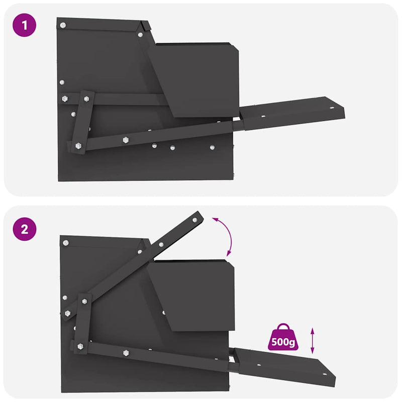 vidaXL Csirke Treadle Etető Fekete 50 x 40 x 29 cm