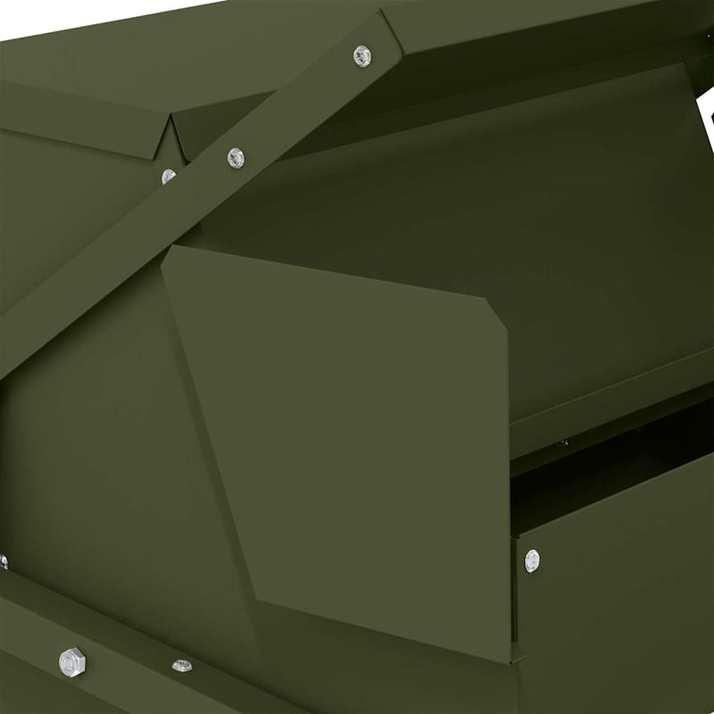 vidaXL Csirke Treadle Etető Olajzöld 50 x 40 x 29 cm