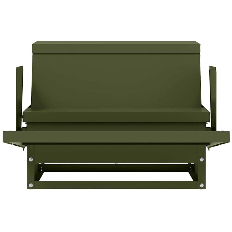 vidaXL Csirke Treadle Etető Olajzöld 50 x 40 x 29 cm