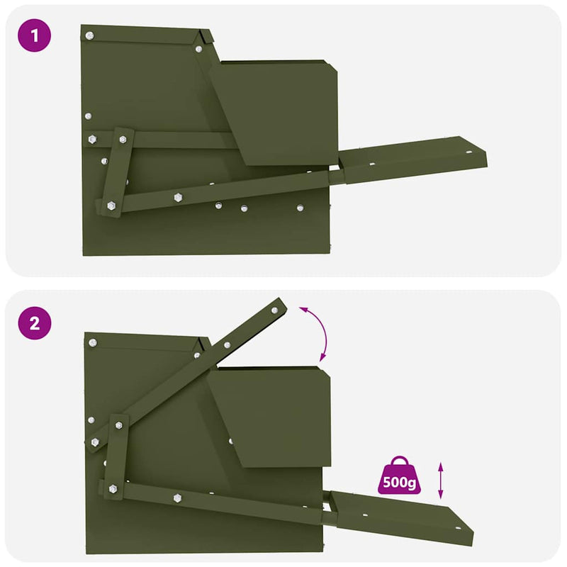 vidaXL Csirke Treadle Etető Olajzöld 50 x 40 x 29 cm