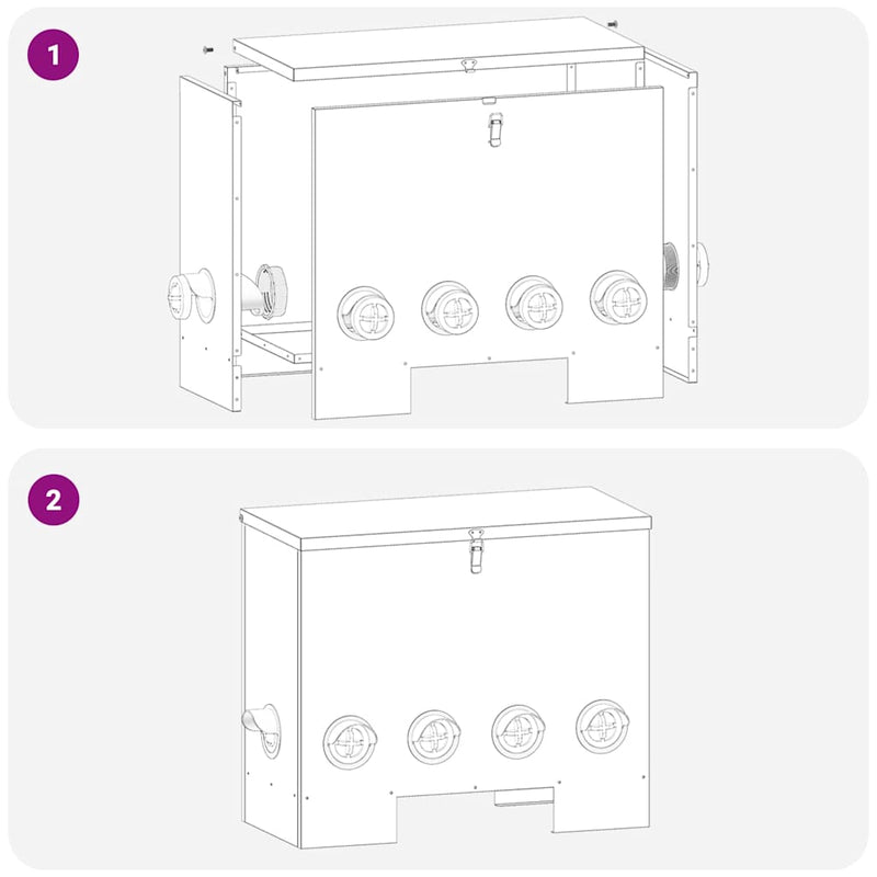 vidaXL Csirke etető 2 pcs Ezüst 60.5 x 29 x 51 cm Horganyzott acél
