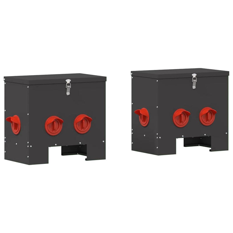 vidaXL Csirke etető 2 pcs Fekete 60.5 x 29 x 51 cm