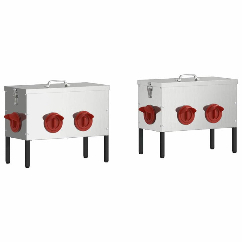 vidaXL Csirke etető 2 pcs Ezüst 41,5 x 20,5 x 33 cm Horganyzott acél