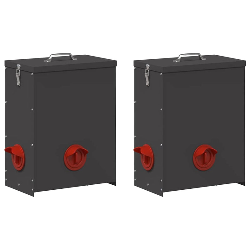 vidaXL Csirke etető 2 pcs Fekete 32,5 x 20,5 x 43 cm