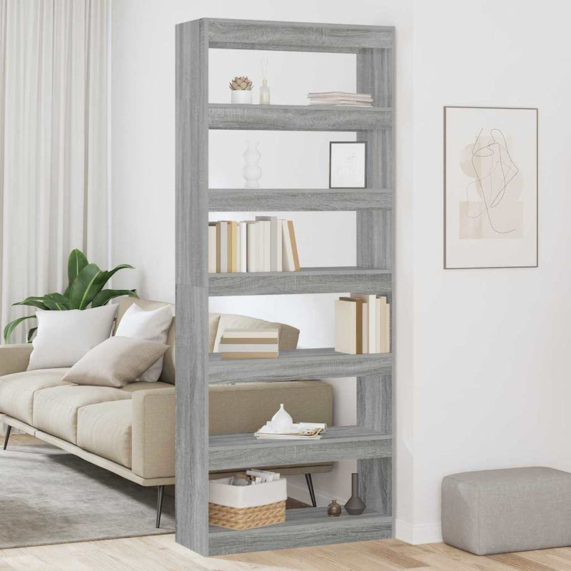 vidaXL Könyvszekrény polcokkal Szürke sonoma 80 x 30 x 198 cm Faanyag