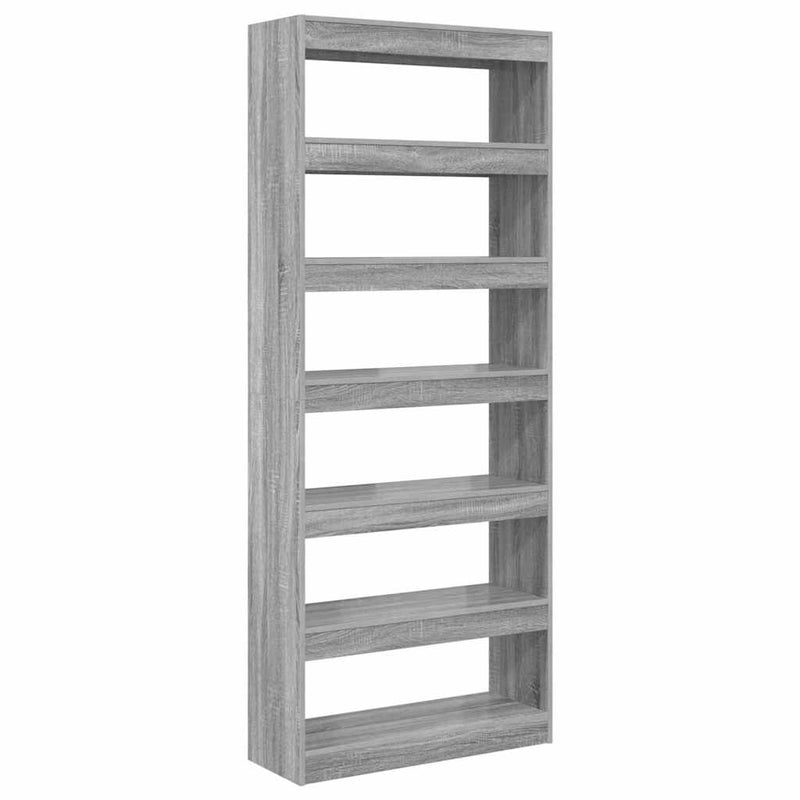 vidaXL Könyvszekrény polcokkal Szürke sonoma 80 x 30 x 198 cm Faanyag