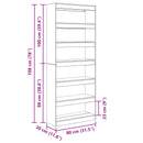 vidaXL Könyvespolc polcokkal Szürke Sonoma 80 x 30 x 198 cm Faanyag