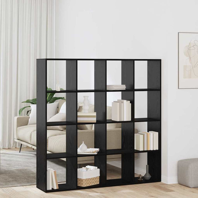 vidaXL Könyvespolc Musta tammi 137.5 x 29 x 137.5 cm Faanyag