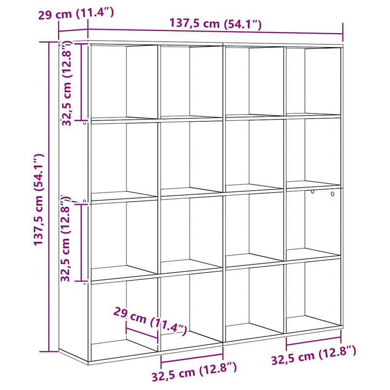 vidaXL Könyvespolc Musta tammi 137.5 x 29 x 137.5 cm Faanyag