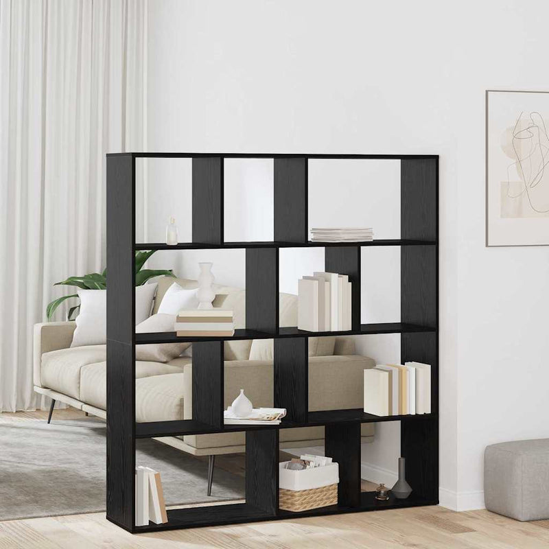 vidaXL Könyvespolc Musta tammi 132 x 29 x 141.5 cm Faanyag
