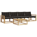 vidaXL Kültéri kanapé szett 5 pcs Fehér és Fekete 79 x 79 x 37 cm
