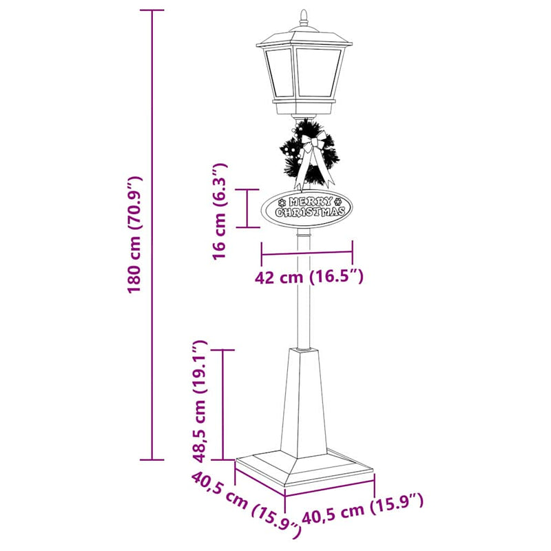 vidaXL Karácsonyi Utca Lámpa Lámpással Piros 40,5x40,5x180cm Műanyag