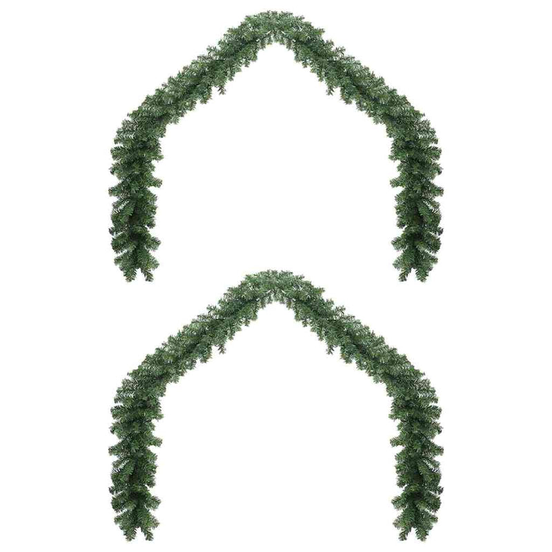 vidaXL Karácsonyi girlanda 2 pcs Zöld 20 m PVC