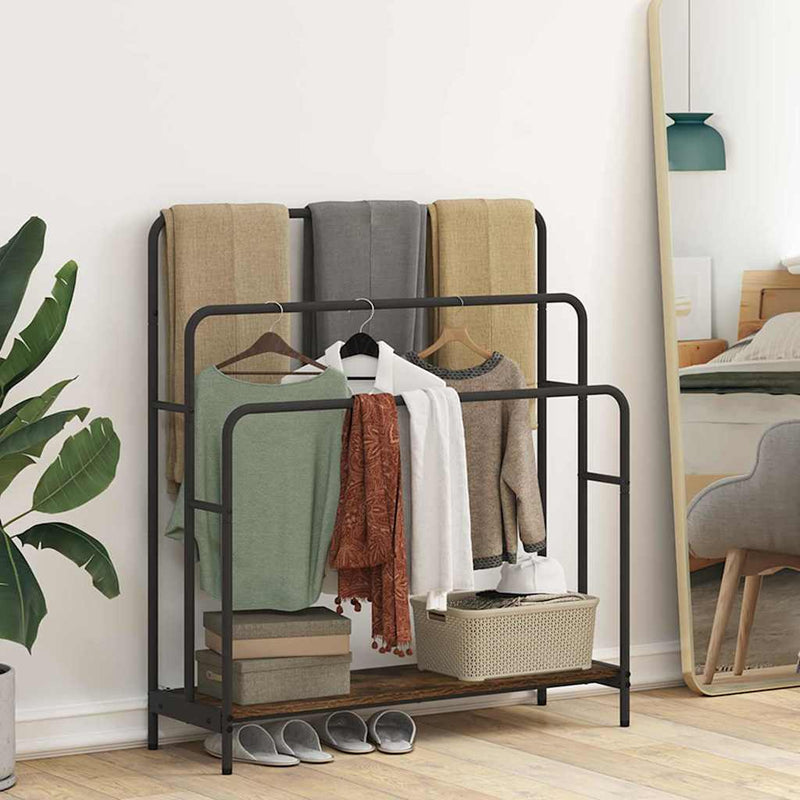 vidaXL Ruhaszárító polcokkal Füstölt tölgy 90 x 30 x 100.5 cm Faanyag