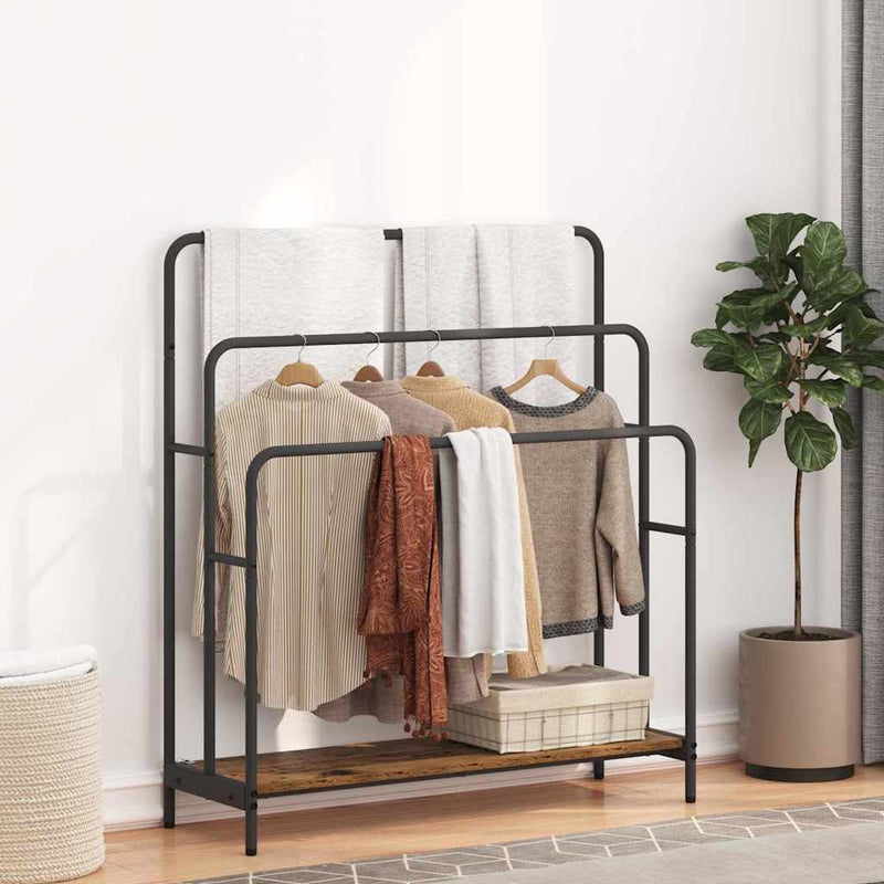 vidaXL Ruhaszárító polcokkal Régi fa 90 x 30 x 100.5 cm Faanyag