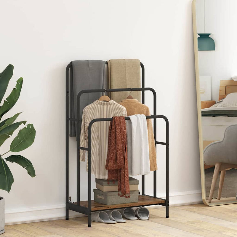 vidaXL Ruhaszárító polcokkal Régi fa 60 x 30 x 100.5 cm Faanyag