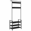 vidaXL Kabáthorog polcokkal Egyéb Musta tammi 75 x 34 x 184 cm Faanyag