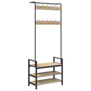 vidaXL Kabáthorog polcokkal sonoma tölgy 75 x 34 x 184 cm Faanyag