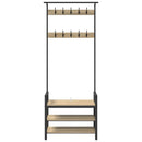 vidaXL Kabáthorog polcokkal sonoma tölgy 75 x 34 x 184 cm Faanyag