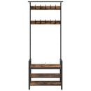 vidaXL Kabáthorog polcokkal Füstölt tölgy 75 x 34 x 184 cm Faanyag