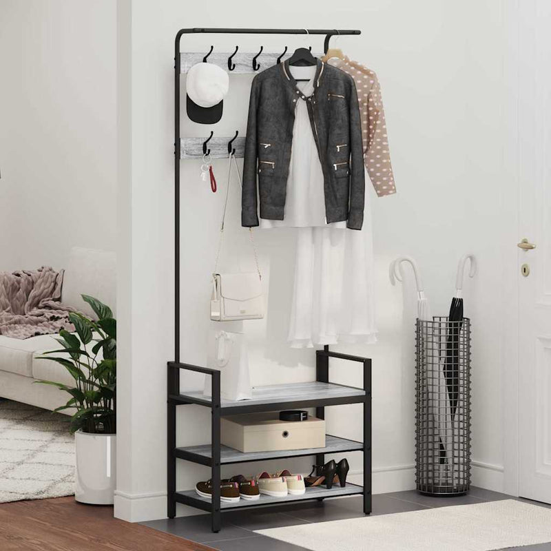 vidaXL Kabáthorog polcokkal Szürke sonoma 75 x 34 x 184 cm Faanyag