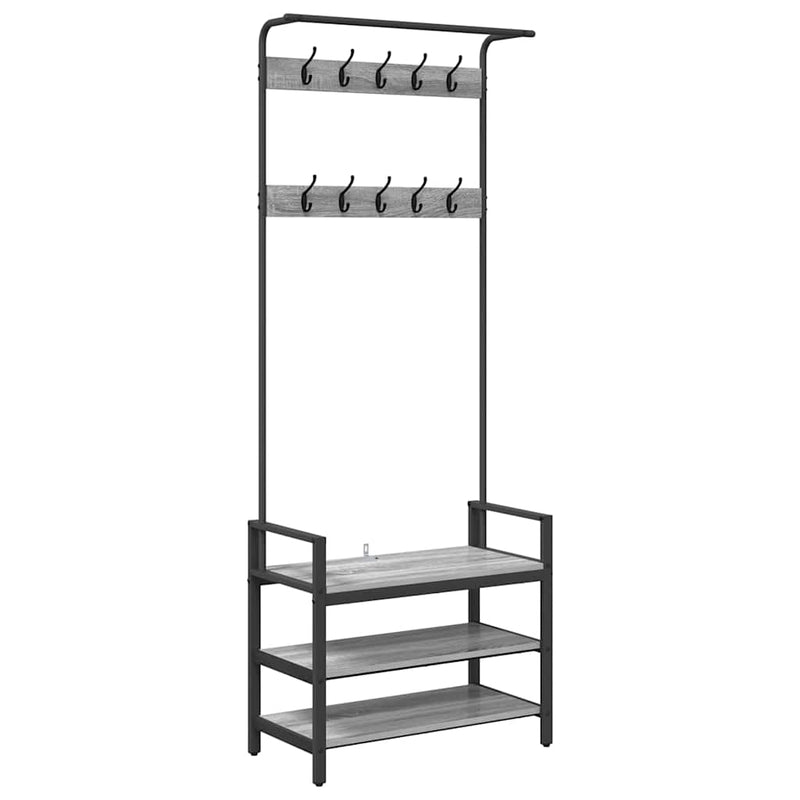 vidaXL Kabáthorog polcokkal Szürke sonoma 75 x 34 x 184 cm Faanyag