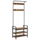 vidaXL Kabáthorog polcokkal tárolóval Öreg fa 75 x 34 x 184 cm Faanyag