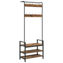 vidaXL Kabáthorog polcokkal tárolóval Öreg fa 75 x 34 x 184 cm Faanyag