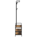 vidaXL Kabáthorog polcokkal tárolóval Öreg fa 75 x 34 x 184 cm Faanyag
